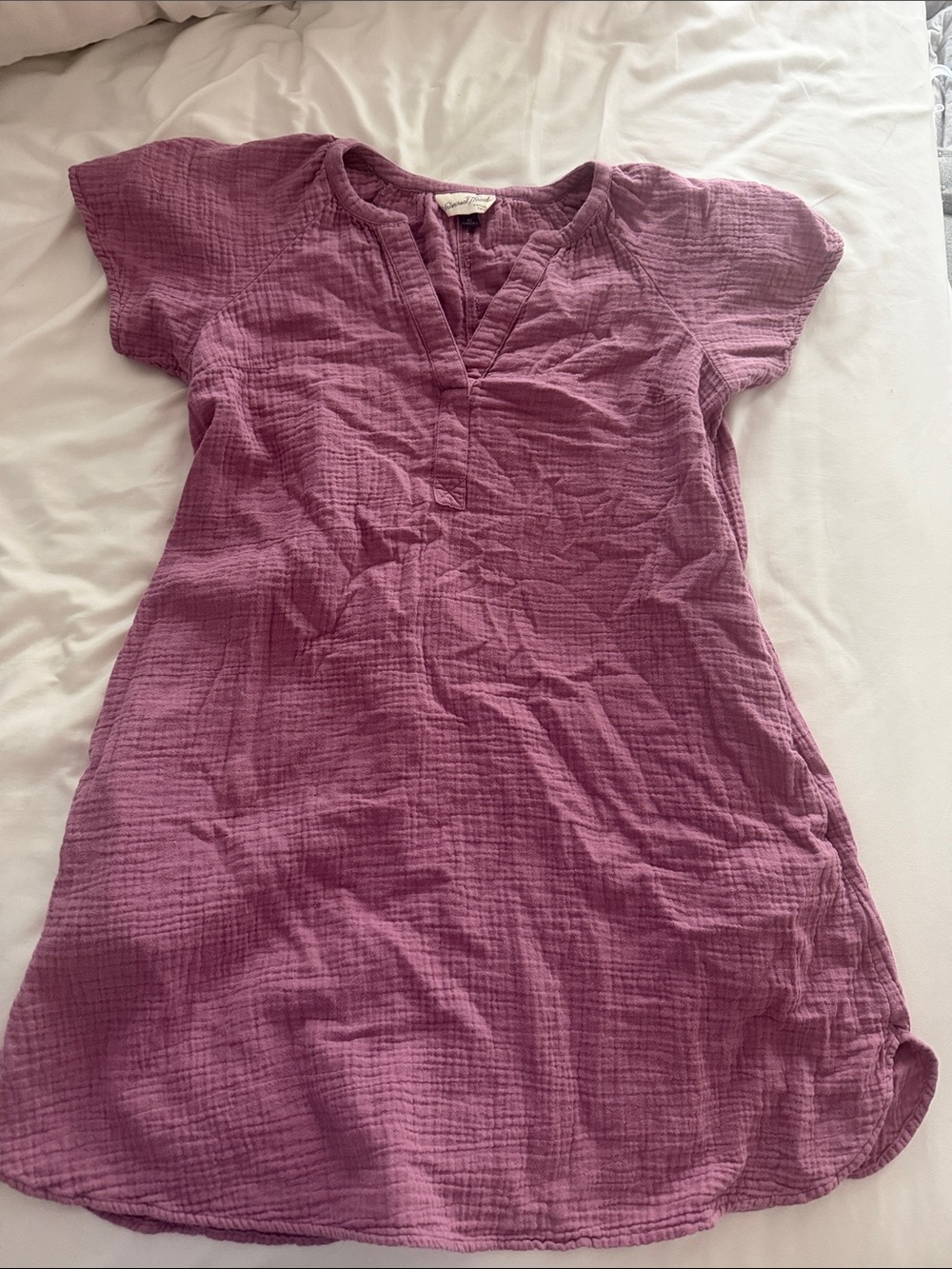 Universal Thread Mauve Pink Cotton Gauze V-Neck Casual Dress